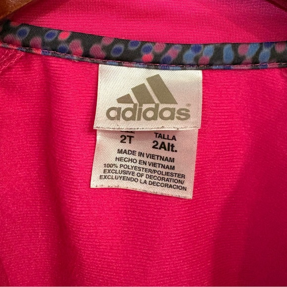 ADIDAS Toddler Girl 2T Hot Pink Peplum Ruffle Star Track Jacket Full Zip - Picture 5 of 7